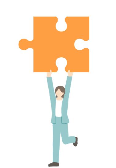 後継者候補の若いビジネスパーソンがパズルのピースを持っているイラスト